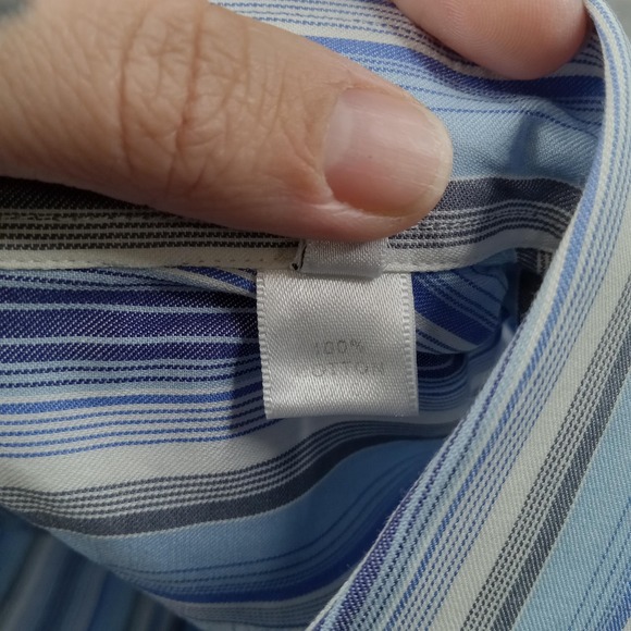 Armani Shirt Mens XL Blue Stripe Made In Italy Dress Long Sleeve Collezioni - Picture 4 of 8